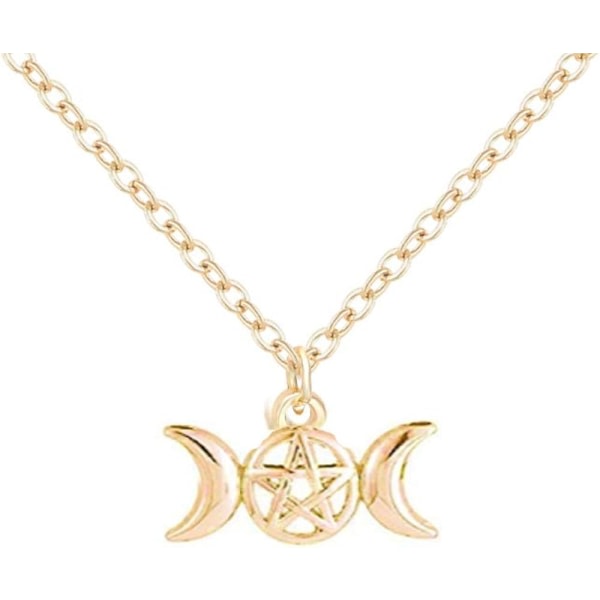Heyone Fashion 3 farver Triple Moon Goddess Hænge Halsbånd Pentacle Pentagram Wiccan Smycken