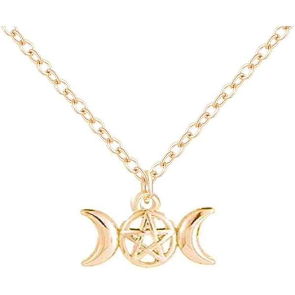 Heyone Fashion 3 väriä Triple Moon Goddess -riipus kaulakoru Pentacle Pentagram Wiccan -koru