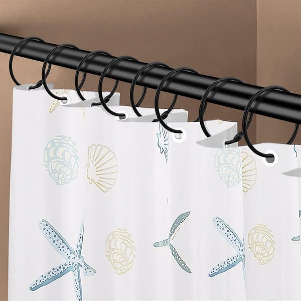 Duschdraperikrokar, duschdraperiringar för badrumsduschstång, snäppfogdesign black