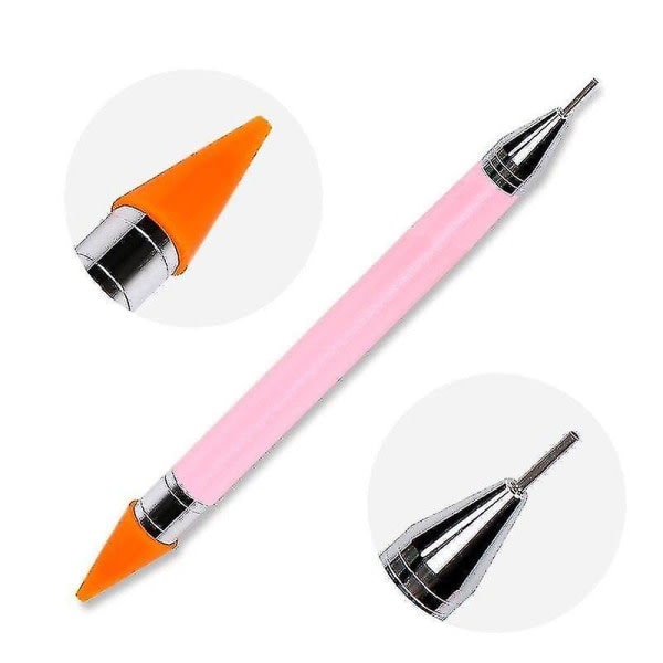 CDQ 1 st Dual Ended Dotting Pen Box Case Pakkauksen koristelu Manikyr Tools Kit|pistetyökalut (rosa)