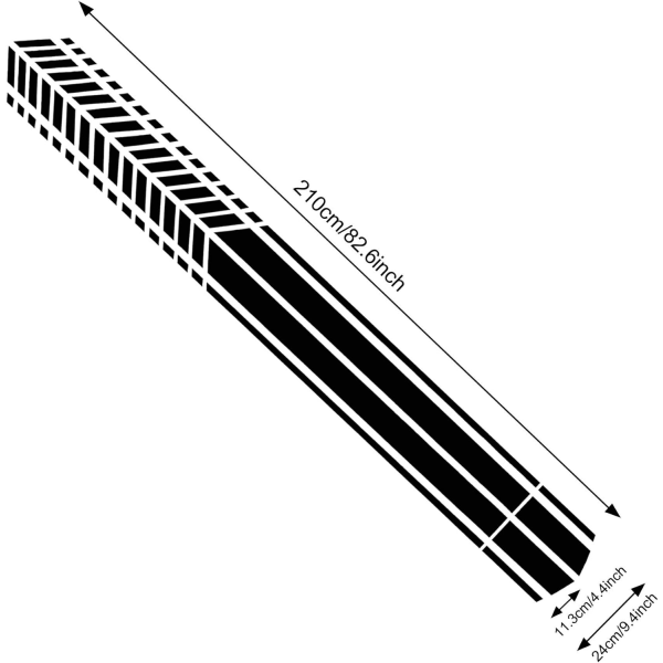 Par 210 cm Sports Racing Stripe-dekaler for kroppsdørssider Vinyldekaler for bilar SUV Terrängfordon Universal (svart)