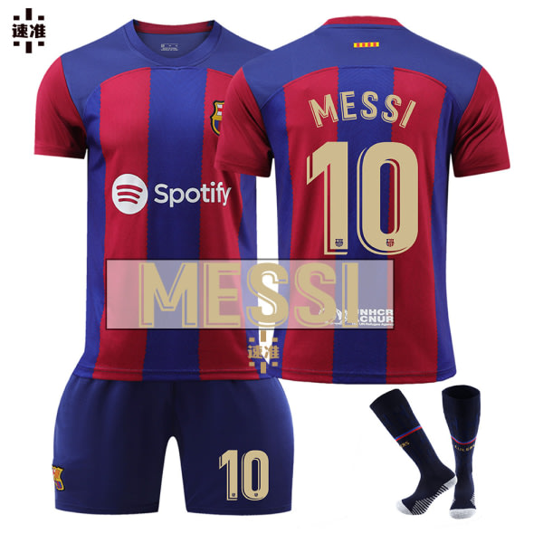 23-24 Messi 10 New Barcelona New Season Jersey Senaste Vuxna Barn Fotbollströja Adult S（165-170cm）