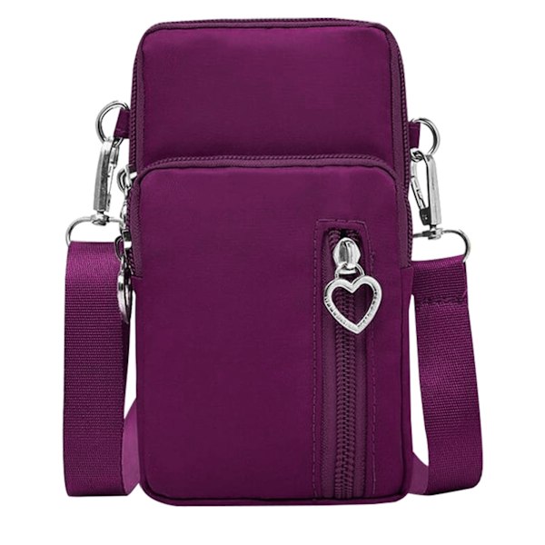 Crossbody Ryggsekk Sling Bag, Kvinner Nylon Mobiltelefon Veske Reise Crossbody Bag Wristband Sport Armbånd Bærbare Vesker, Svart