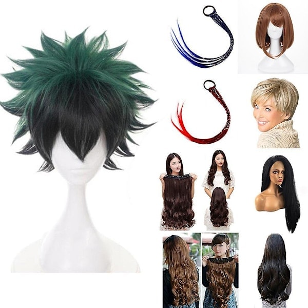 Cosplay-parikk Anime My Hero Academia Deku Izuku Midoriya Grønn Kort (YJD)