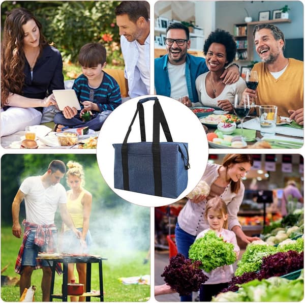 Sammenleggbar kjølebag - 15L - Multifunksjonell isolert PEVA - Handlepose - Isolasjonsveske - for grilling, ...