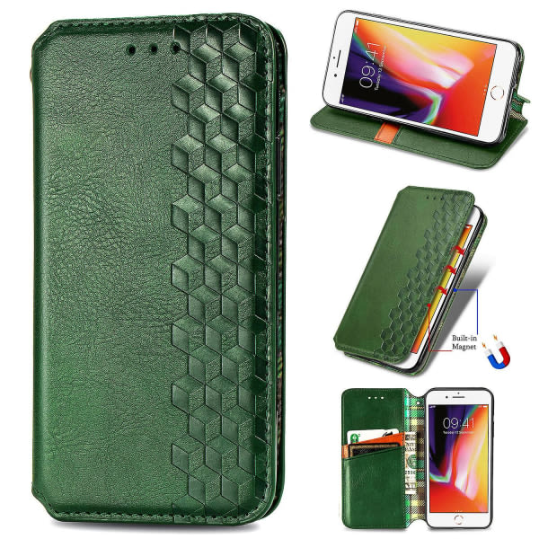 Case för Iphone 8 Plus Flip Cover Plånbok Flip Cover Plånbok Magnetisk Skyddande Handytasche Case Etui - Grön null ingen