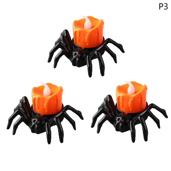 1/3ST Halloween pumpalyktor Spider LED elektronisk lys Sort 3 Stk