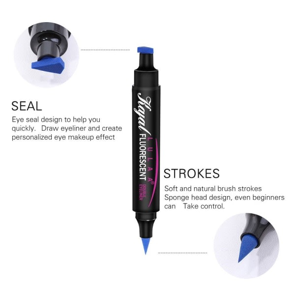 Fluorescerende Flydende Eyeliner Stempel Eyeliner Penna Dobbeltsidet 08