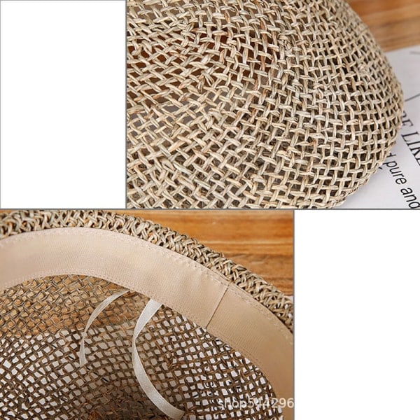 Sommarhatt i halm för män, platt andningsbar keps 56-58 cm
