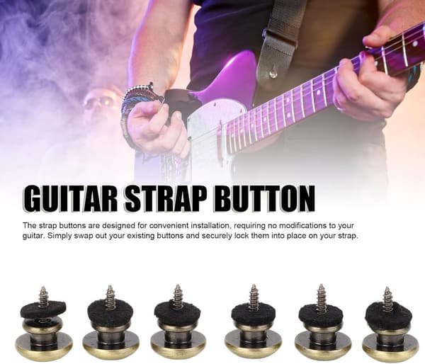 6 stycken gitarrremspännen - Gitarrremsknappar - Slät järnfäste - Ukulele ändstift - Lätt att installera - Antikbrons