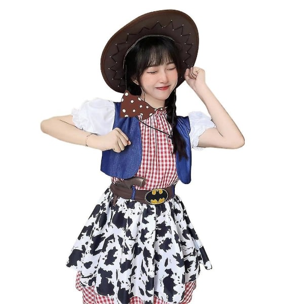 Toy Story Barn Flickor Cowgirl Cosplay Kostym Western Cowboyhatt Klänning Set Party Show Fancy Dress Present 7-8 år