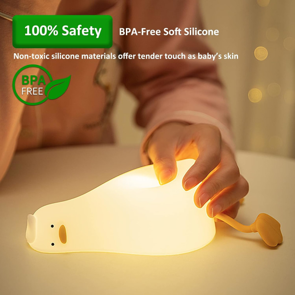 Duck Night Light lapsille, söpö vapaa-ajan makaava ankkalamppu lastenhuoneeseen, kannettava ja ladattava himmennettävä, syntymäpäivän joululahjat pojille tytöille