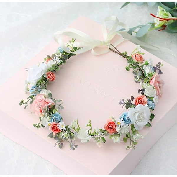 Justerbart blomsterdiadem, blomsterkrans, krone, Halo-hovedbeklædning, bryllupsfest ..