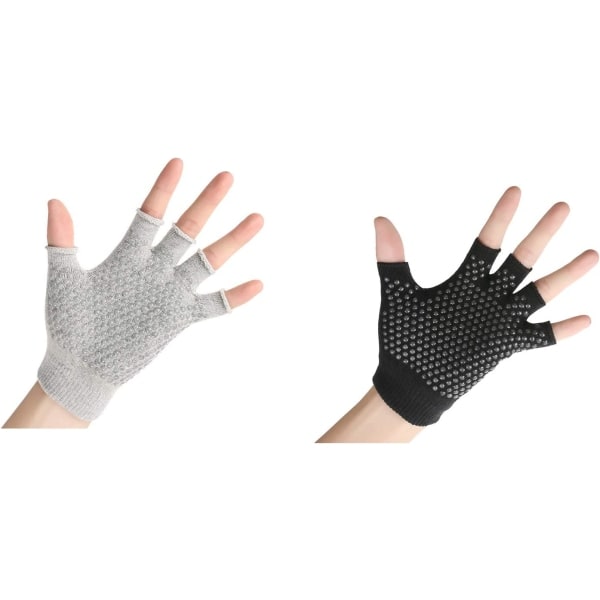 2-pack halkfria fingerlösa yogahandskar - Träningshandskar