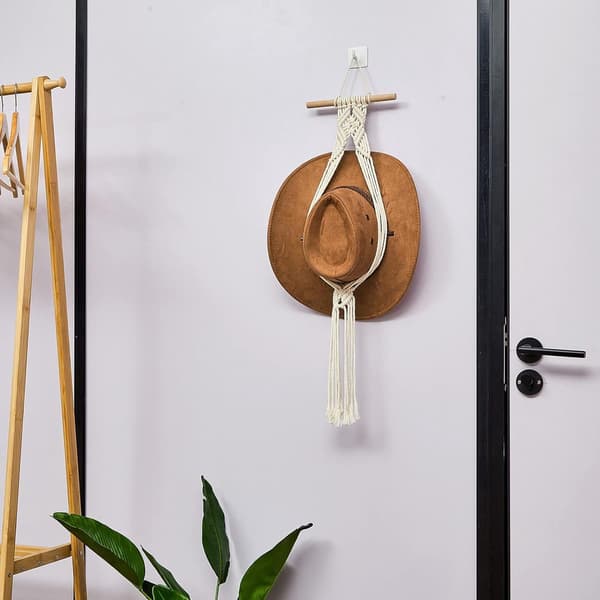 White - Simple Top Model - Bohemian Hat Rack - Cowboy Hat Rack - Behind Door Hat Storage - Hat Storage - Easy to Install