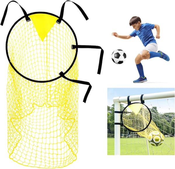 Fodbold Rebound Net, Bærbart Polyester Træningsnet Med Justerbare Stropper, Til Børn Og Spillere, Baghave Park Bane, Gul