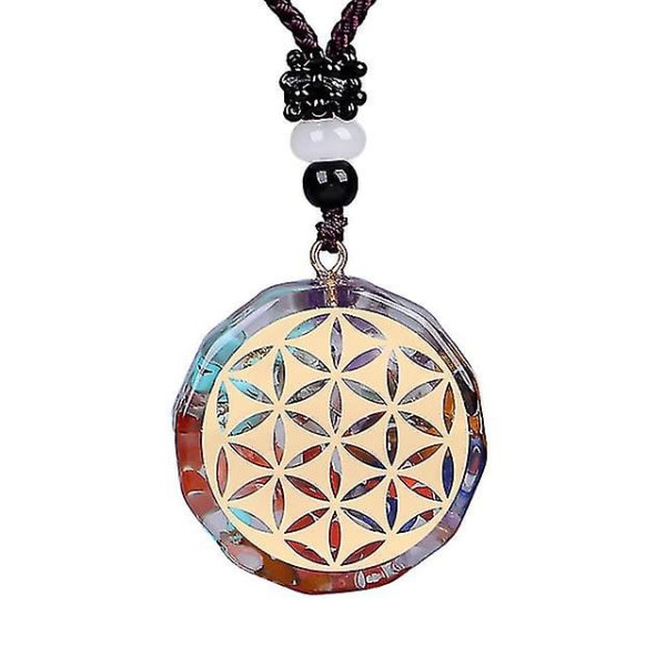 Sju Chakran Orgonite Meditaatio Reiki Jooga Balaanit Energi Sten Orgone Amulet 7 Chakra Hänge Halsband Tröja Kedja Smycken 7 Chakraa - J