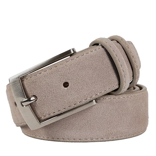 Nytt mode äkta läder mocka herr kohudsbälte lyxmärke borstat metallspänne beige vit Beige White 100cm
