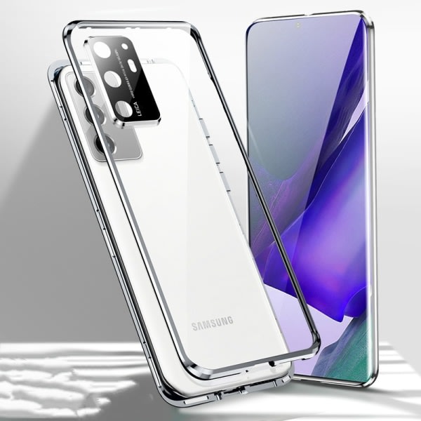 CDQ Magnetisk dubbelsidig telefonfodral i härdat glas för Samsung S2 SilverCDQ