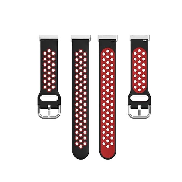 För Fitbit Versa 4 / Sense 2 Kaksivärinen Silikoni Kellonranneke Black Red