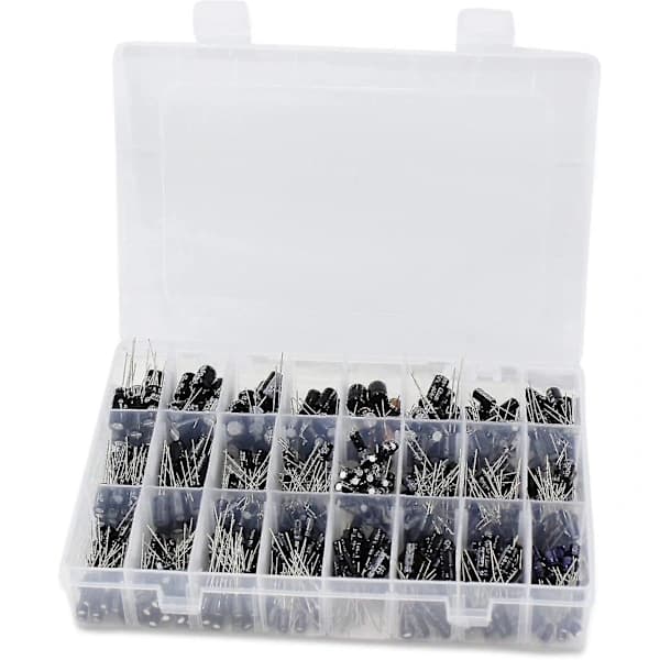 Assortment Box with 24 Values 500pcs Electrolytic Capacitors, Range 0.1uf 1000uf