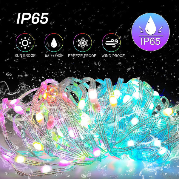 Ljusslinga med kontakt, LED-ljusslinga med RGB-färgskiftande blinkande ljus med Bluetooth-fjärrkontroll, appkontroll Fairy Lights zdq