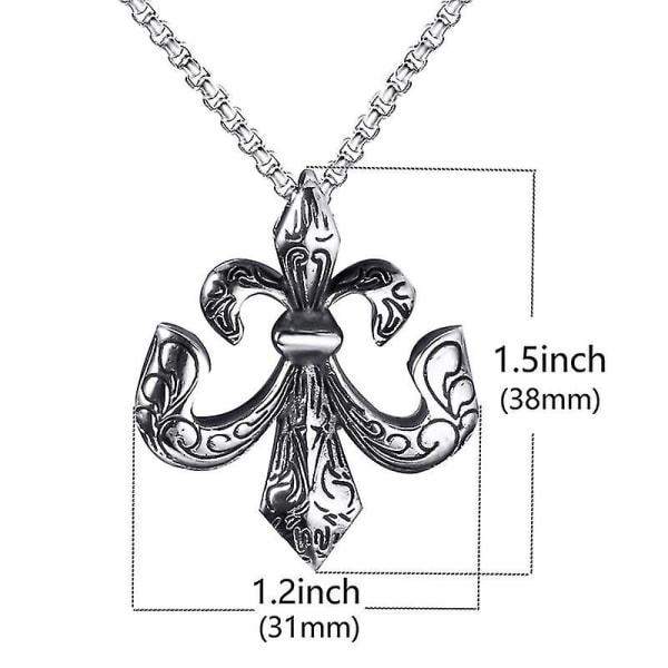 Elfasio Fleur De Lis -riipus, molemmin puolin riippuva kaulakoru, miehille, ruostumaton teräs, kaulaketju 18-30 tuumaa
