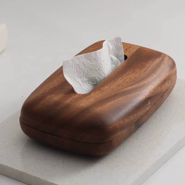 Näsdukslåda i valnötsträ med magnetiskt lock, brödformad rektangulär näsdukshållare för vardagsrum, sovrum, kontor, bil, 22x13,5x5,5 cm