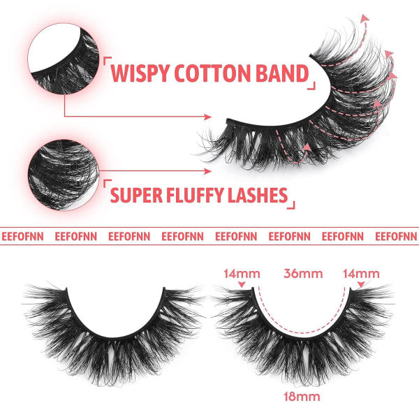 Naturlige Vipper Fluffy Strips Vipper 3D Faux Mink Vipper
