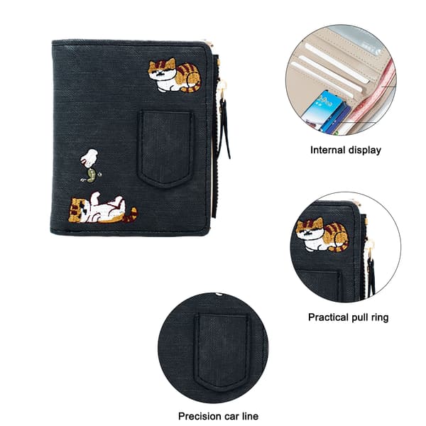 Women's Small Compact Bifold PU Leather Wallet Ladies Mini Purse with ID Window