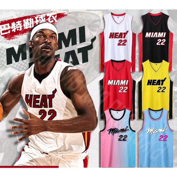 Baskettrøjer Sportstøj Jimmy Butler Miami Heat Nr 22 Baskettrøjer Voksne Børn Fodboldtrøjer Gradient farver børn 24（130-140cm）