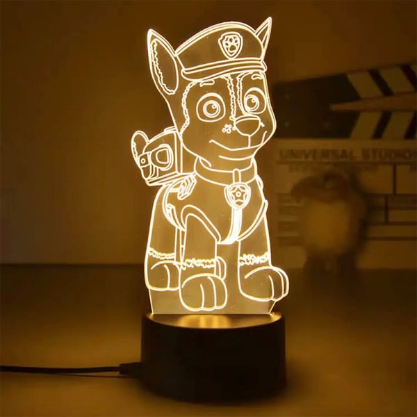 3D Natlampe Paw Patrol Legetøj Illusion Lampe USB Touch Control