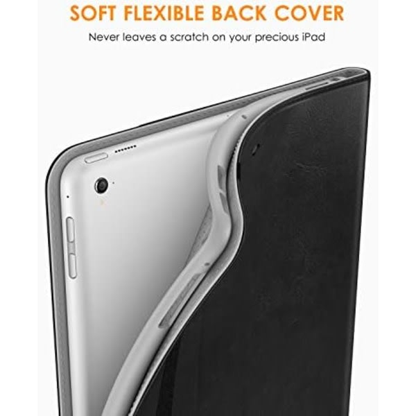 DTTO Ny iPad 9,7 tum 5:e/6:e generationens case 2018/2017, Apple Pencil Holder, Premium Leather Folio Stand Cover Case Apple iPad 9.7 Black