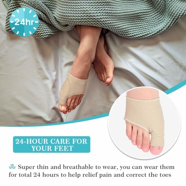 Hallux valgus ortos, stortåbeskytter og separator, tåkorrigerer til hallux valgus, hammertå, knyst, smertelindring - 1 par