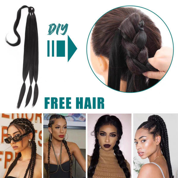 Long Braided Ponytail Extension Straight Hair Wrap Ponytail Extension 30 Inch Blonde 1 Pcs