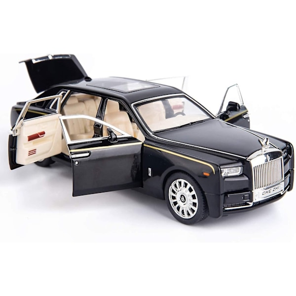 1/24 Rolls-Royce Phantom Modelbil Zinklegering Træk Tilbage Legetøjsbil med Lyd og Lys Til Børn Dreng Pige Gave (Sort) St-001 (FMY)-Perfet