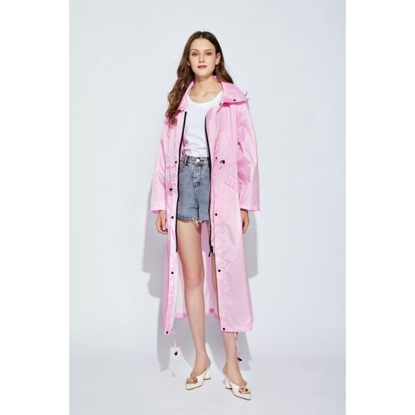 Snygg lång regnjacka unisex regnponcho med vattentät ficka med lock L