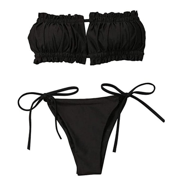 Dam Sexig Grimma Twist Bandeau Badkläder 2. Bikinisetti Set S