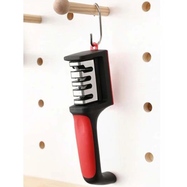 1 pc Kitchen Knife Sharpener for Home, Multifunctional Three-Stage Sharpening Stone, Manual Sharpening Tool Tungsten Steel Kitchen Knife Sharpener Multicolor Red Multicolor Red