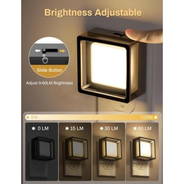 DORESshop LED Natlampe, Lamper Stik 2-pak, Blød Hvid