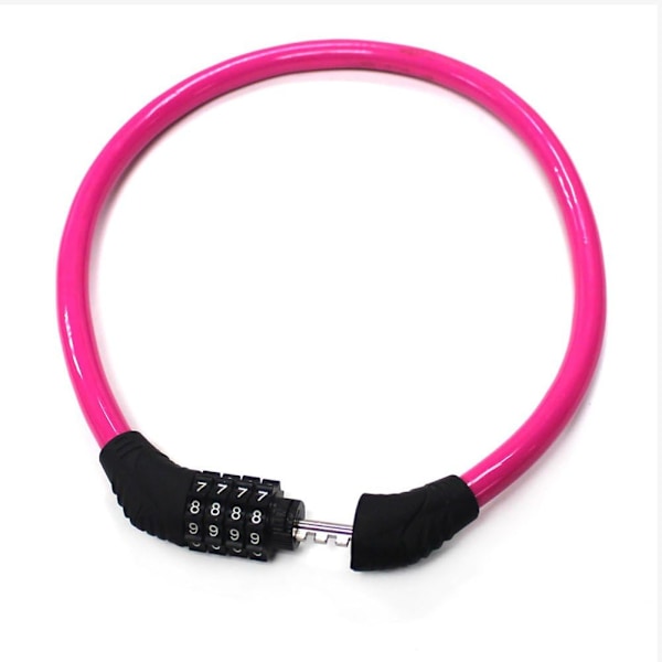 Turvalukko 4-numeroinen nollattava yhdistelmälukko polkupyörälle, 60 cm x 1,27 cm, pinkki