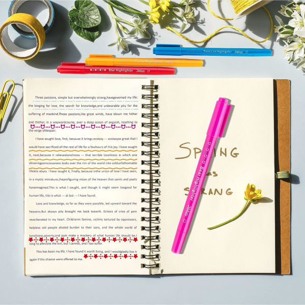 Curve Highlighter Set, Dobbelt Spids Markører Æstetisk Tiltalende Highlighters Blandede Farver Flownwing Flair Penne, 8 Farver Bløde Highlighters