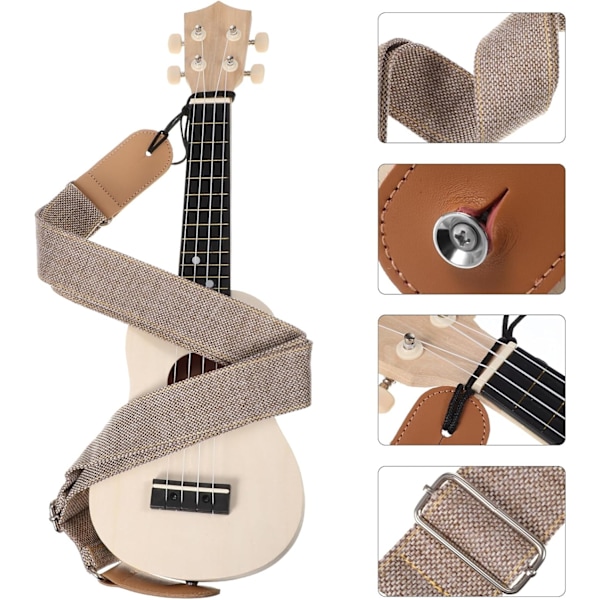 Gitarreim i bomull og lin: 145 cm justerbar gitarreim Akustisk gitar skulderreim Mandolinreim Tilbehør Light Grey