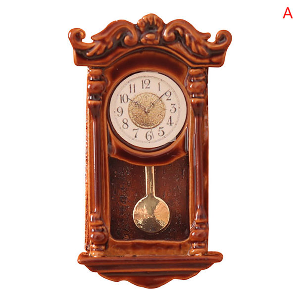 1:12 Dollhouse Miniatyr V?ggklocka Europeisk Vintage Clock Furn AA