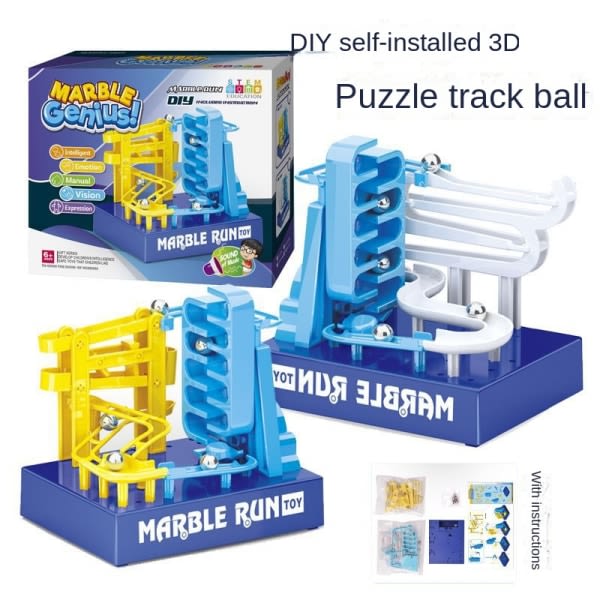 Marble Run Sets för barn, Marble Race Track Marble Maze Madness Adventure Game Gul modell