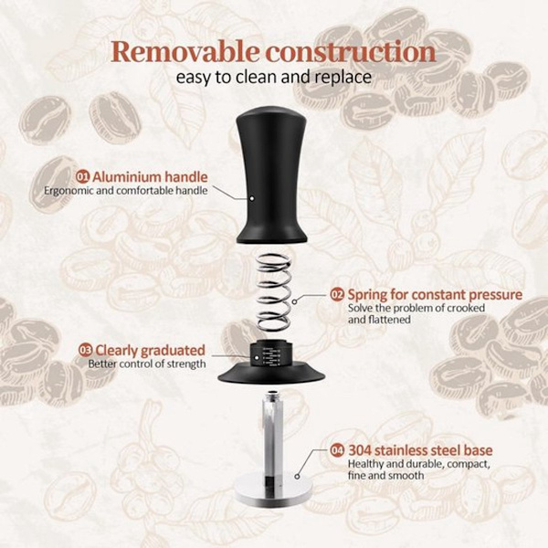 Kaffe- og espressostøder - ø 51 mm - Støder til presning af malet kaffe - Presning af malet kaffe - Fremstillet af rustfrit stål - Kaffedispenser ...