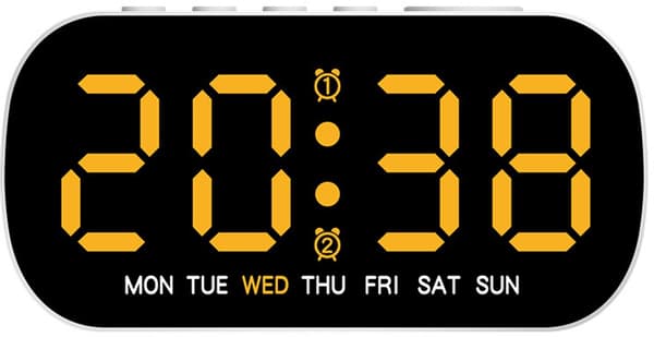 LED Digital Väckarklocka, Multifunktionell Datumvisning, Batteridriven, För Sovrum Eller Kontor, Gul, 13 x 6.5 x 3.5 cm