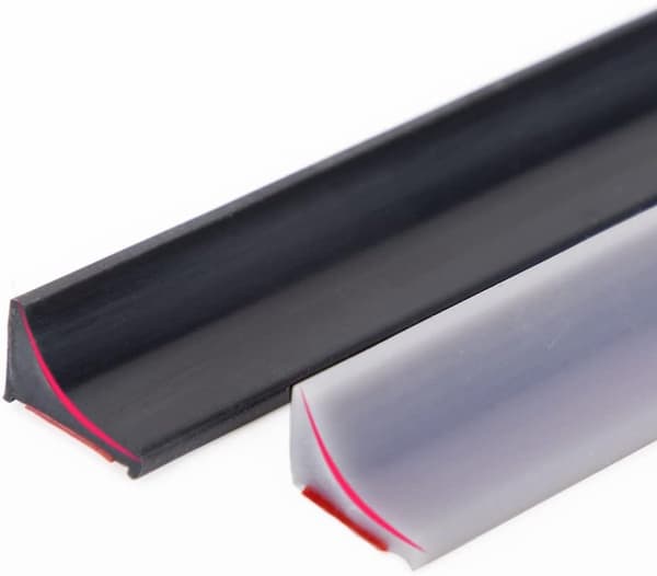 2 Silikon Anti-Överflödes Duschbarriärer - 200 cm, Vattendammslist, Vikbar Dörrtätning - Svart & Vit