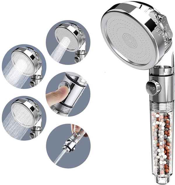 Water Saving - Ionic - Shower Head - Handheld Shower - Luxury - Modern - High Pressure Handheld Shower - Rain Shower - Pressure Boost
