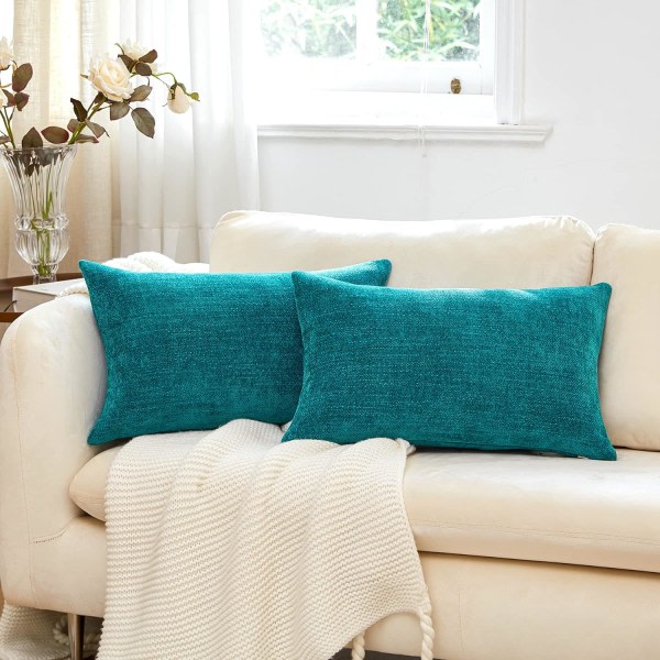 Midjekuddfodral 12x20 tum, sett med 2 dekorative örngott, soffa, stue, heminredning og karakteristisk kuddfodral